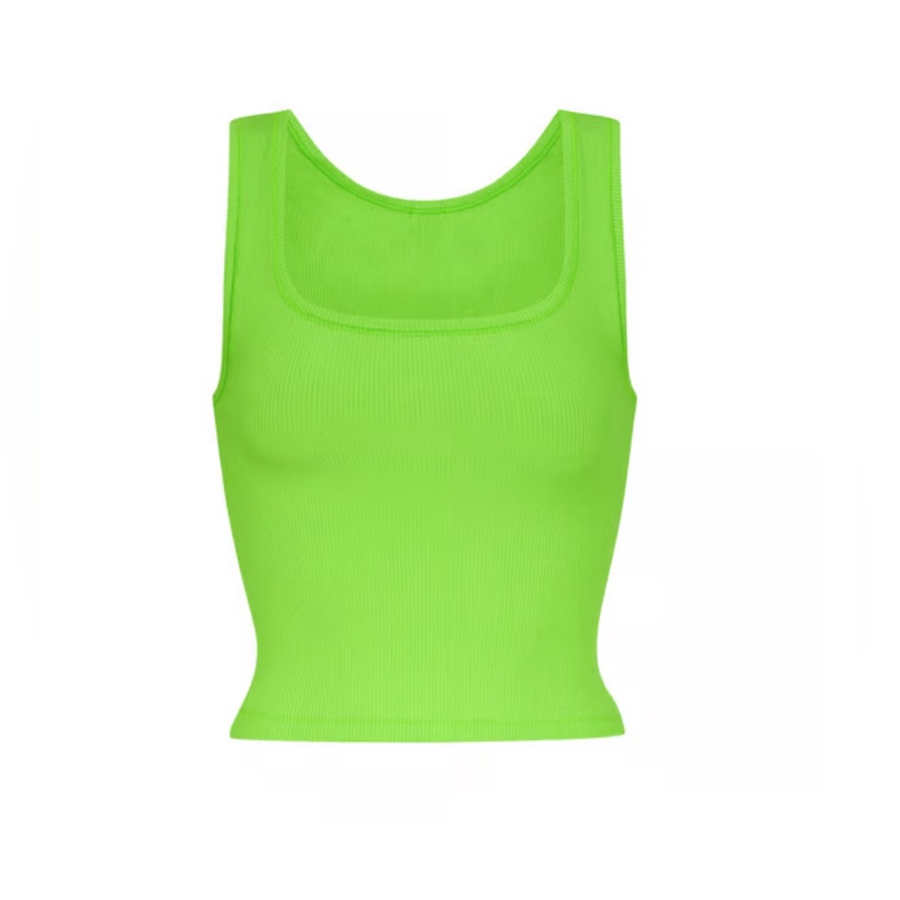 Skims Cotton Rib Tank Sz Small in Neon Green NWT